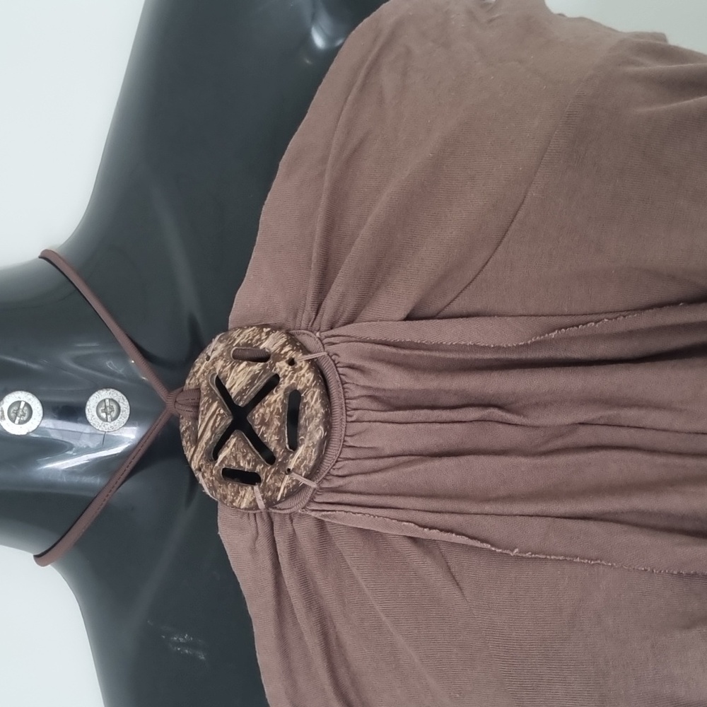 River Island, brown halter neck top, stretchy material, size 10 - Picture 2 of 7